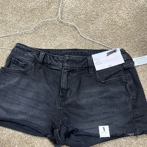 Black denim shorts, size one